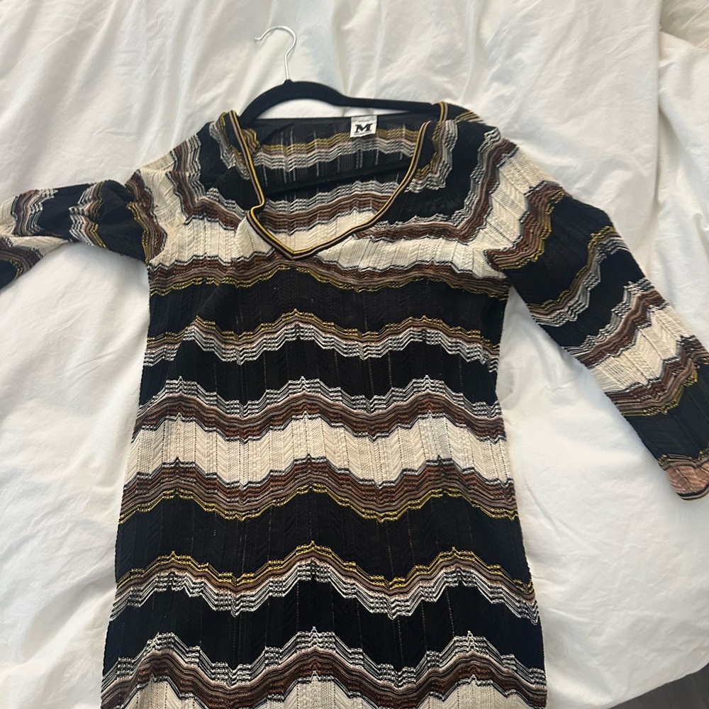 Missoni Black, Brown, and Cream half Sleeve Dress